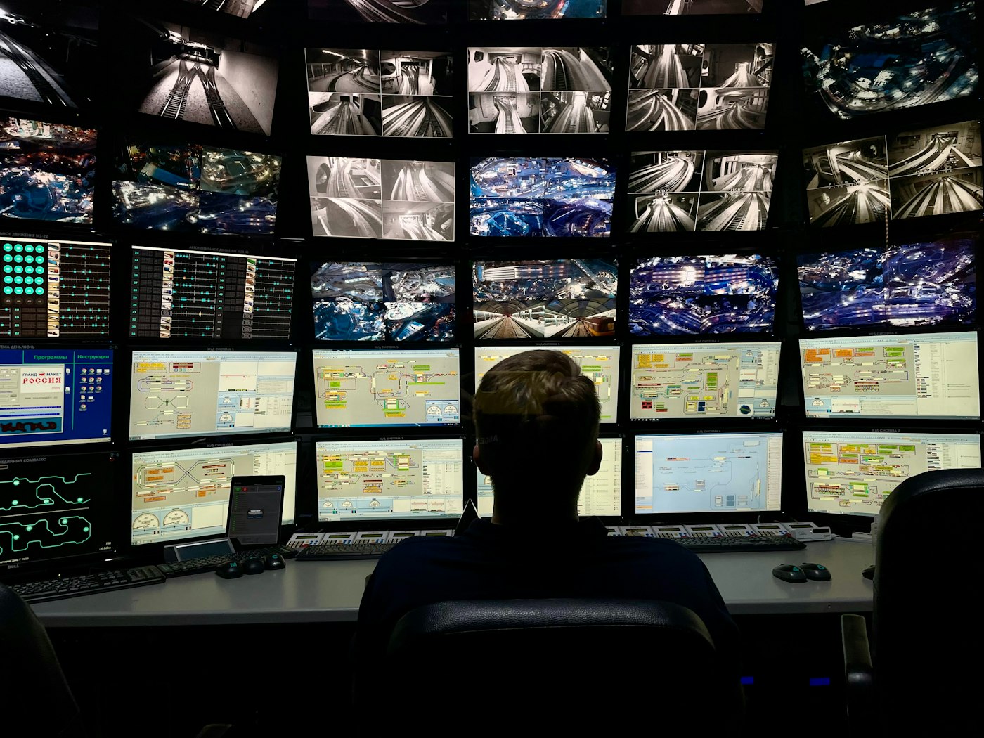 Operations coordinator working across multiple monitors